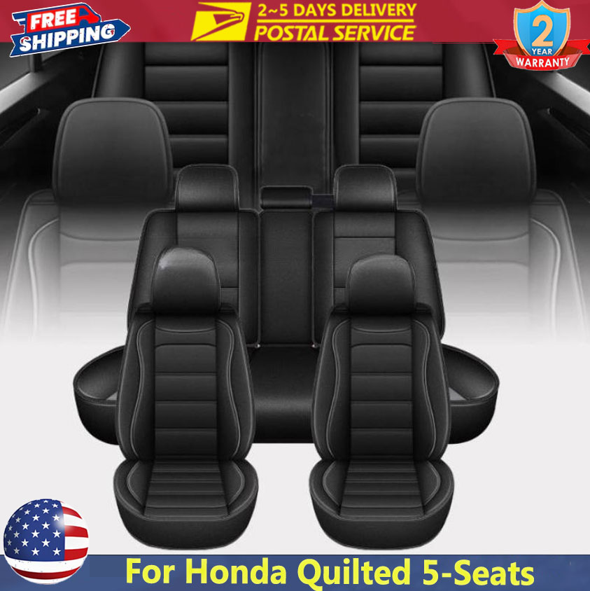 Leather Car Seat Covers Full Set Universal - Zwarte universele autostoelhoezen voor 5 zitplaatsen,