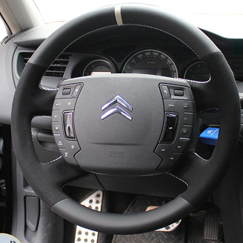 Car Steering Wheel Cover Anti Slip Breathable - Voor Citroen C5 2007-2015 DIY handgestikte