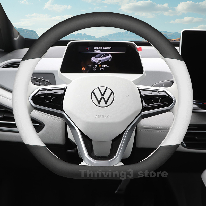 Car Steering Wheel Cover Anti Slip Breathable - Lederen auto stuurwielhoes voor Volkswagen ID3