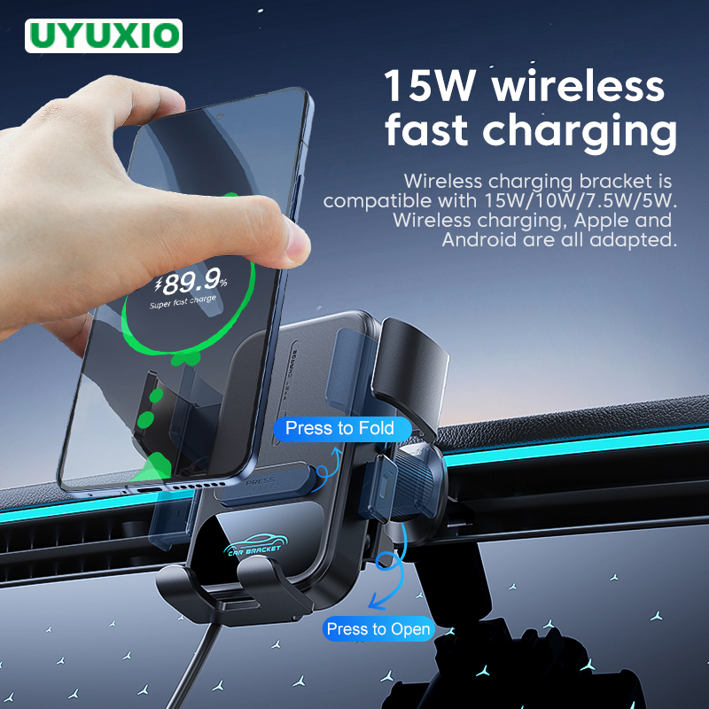 Wireless Car Charger Mount Fast Charging - UYUXIO Air Vent Autohouder Telefoonhouder 15W