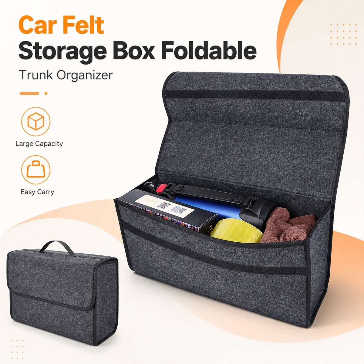 Car Trunk Organizer Foldable Storage Box - YONGRUN Opvouwbare vilten auto-opbergdoos Auto Trunk