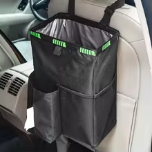 Waterproof Car Trash Can With Lid - Zwarte waterdichte afvalzak voor auto, afvalbak,