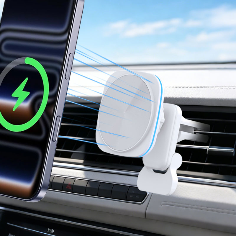 Wireless Car Charger Mount Fast Charging - 15W Magnetische Draadloze Autolader met LED-luchtventilatieklem