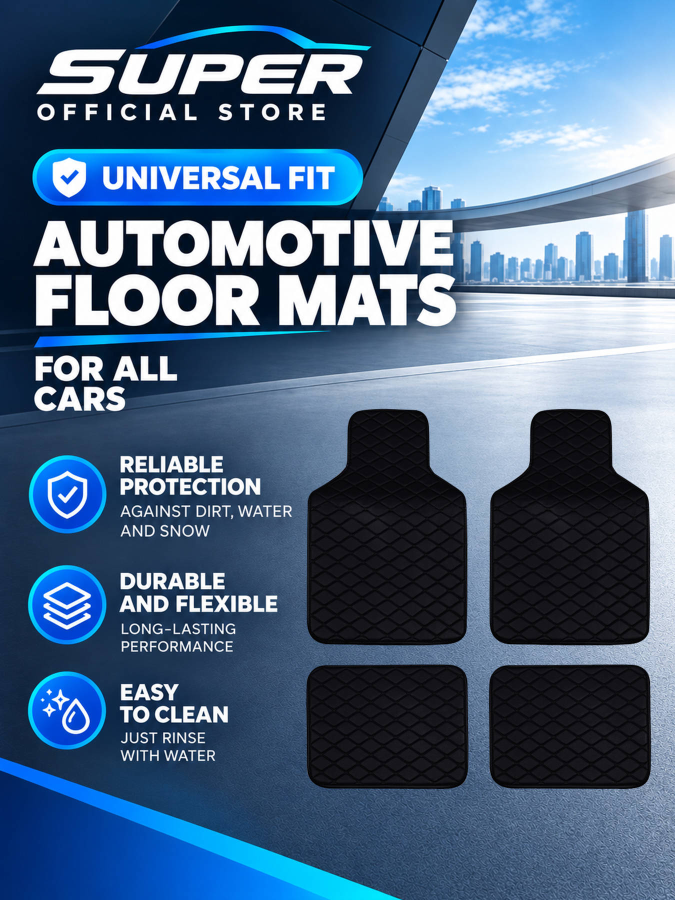 Autovloermatten, complete set, - Car Floor Mats Universal Waterproof Leather recensie en prijs