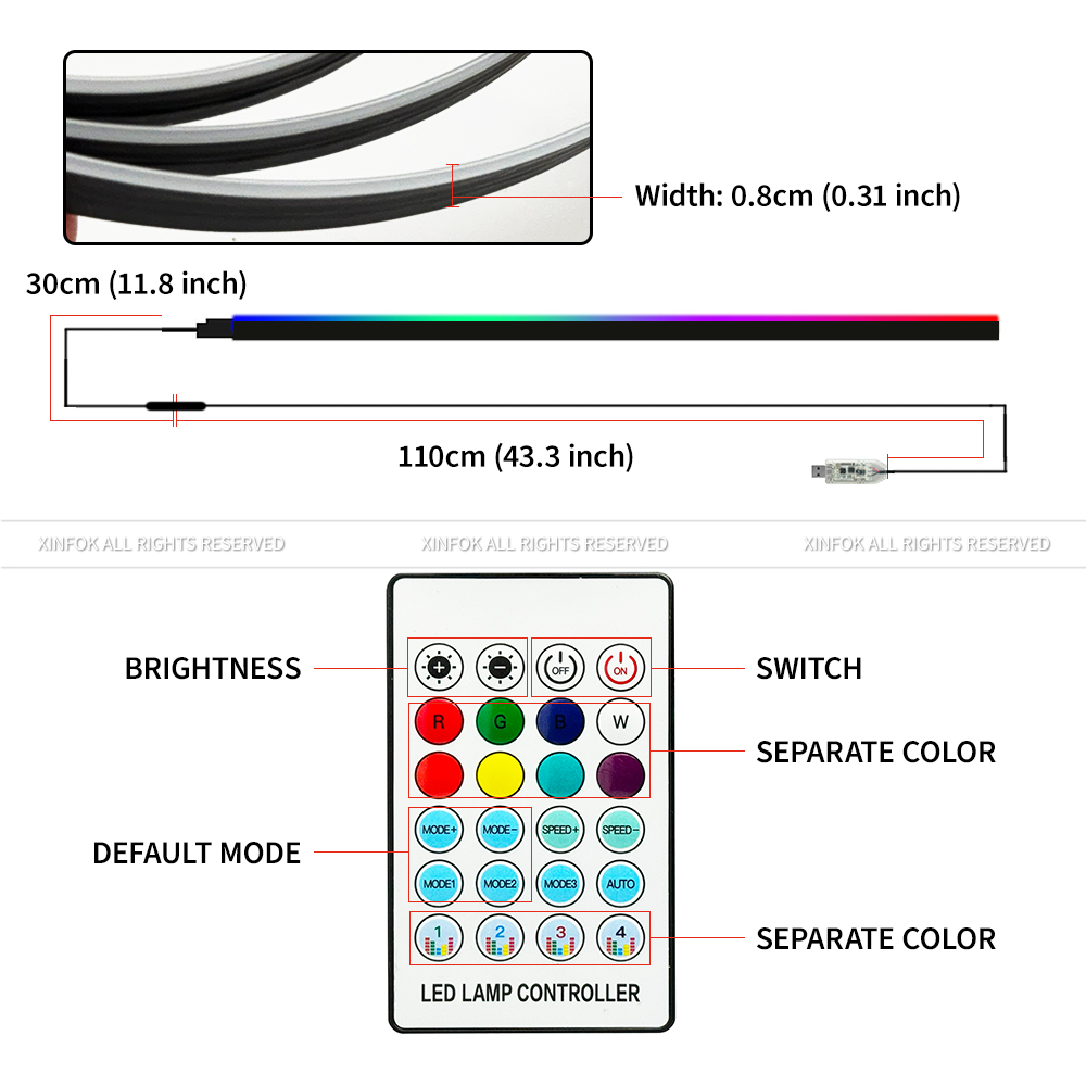 110 cm APP Afstandsbediening L - Led Ambient Interior Car Lights App Control recensie en prijs
